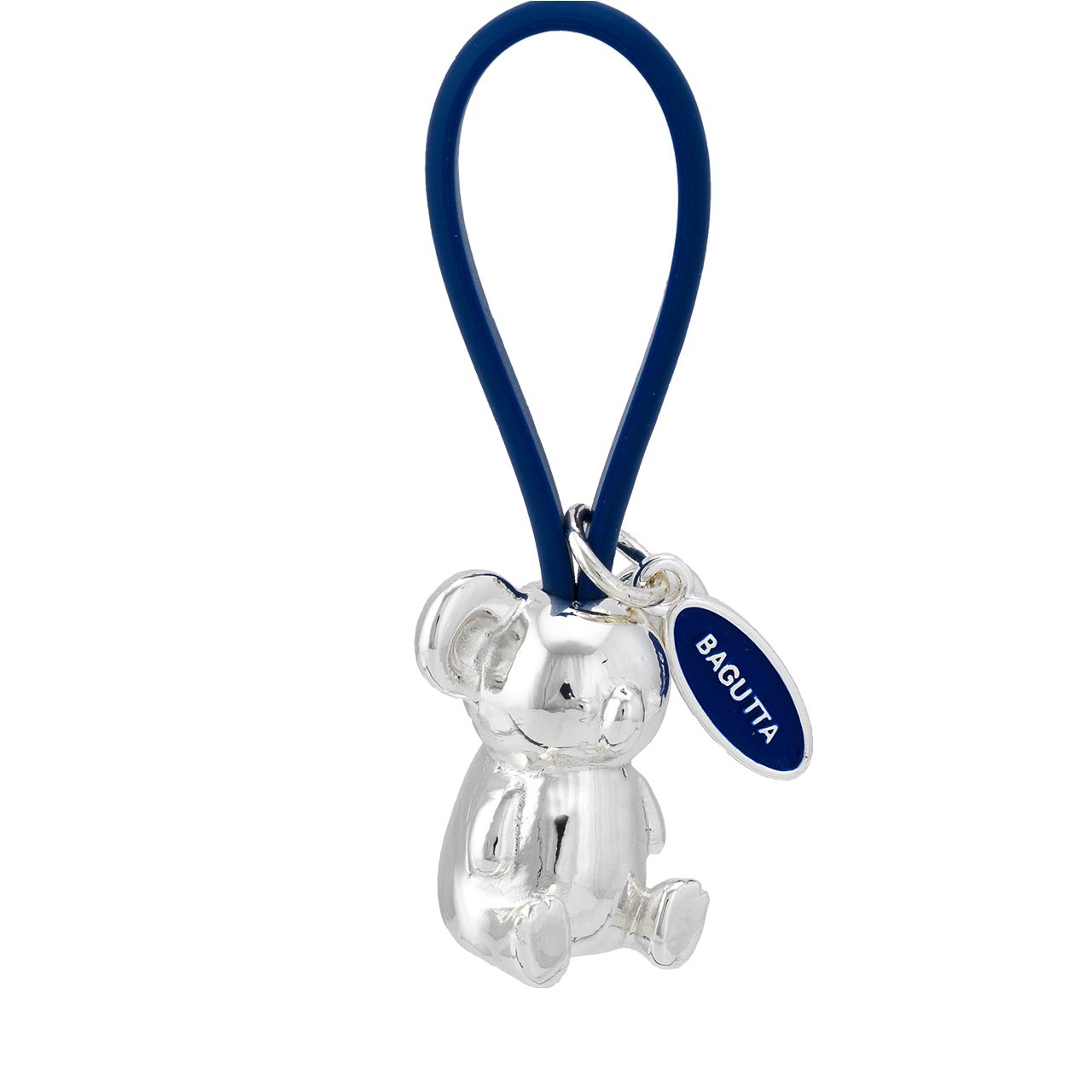 PORTACHIAVI KOALA ARGENTATO GANCIO IN SILICONE BLU
